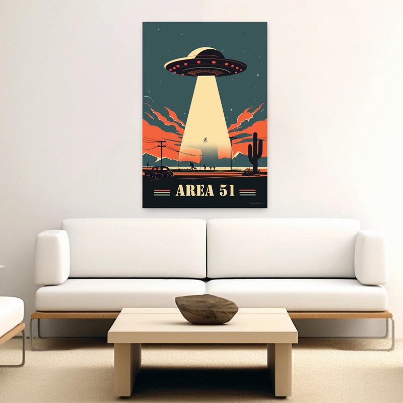 Area 51 UFO Abstract Contemporary Landscape Nature Wall Art Print, 152.4cm H x 101.6cm W