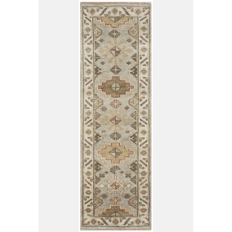 Cotton Oriental Area Rug in Gray