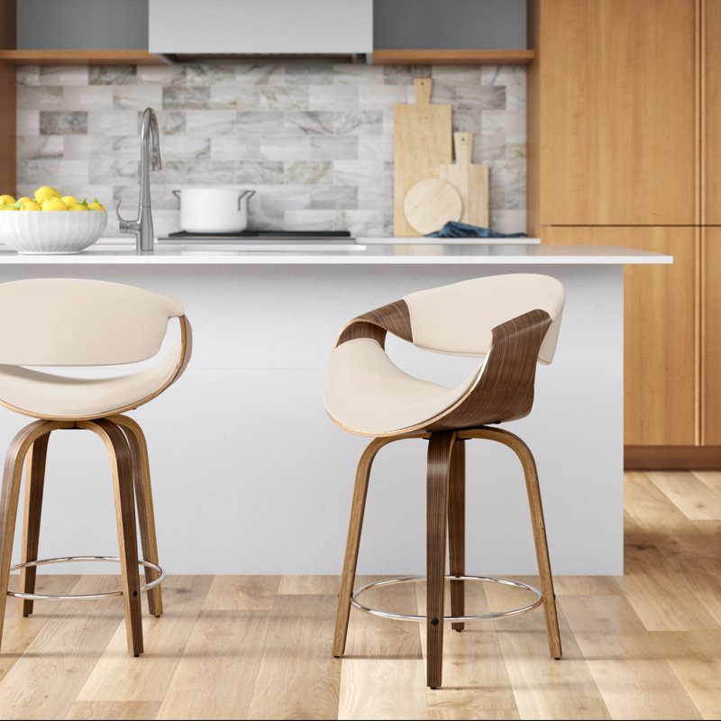 Lariah Swivel Upholstered Counter Stool, Cream Basketweave, Counter Stool (24" Seat Height)