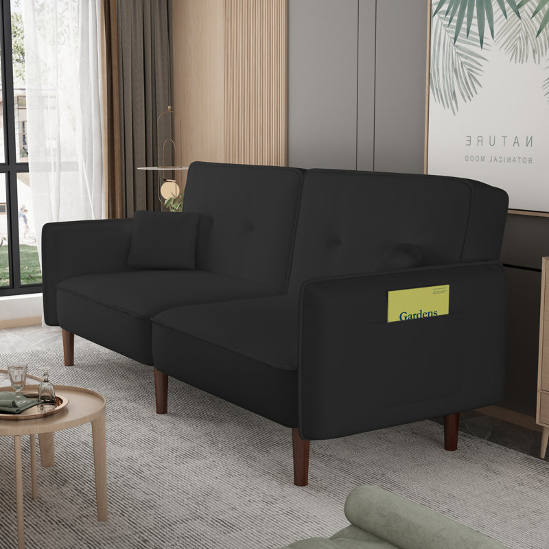 Canapé convertible Bohlman, Mélange de lin noir