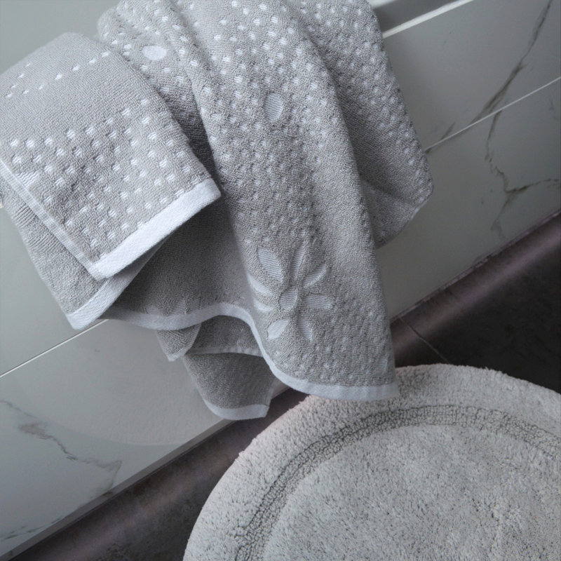 Irasburg Floral Patterned Bath Towel, Dove Grey