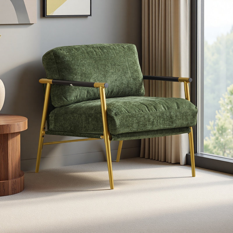 Chaise d'appoint Sabatio, Olive Green, Doré