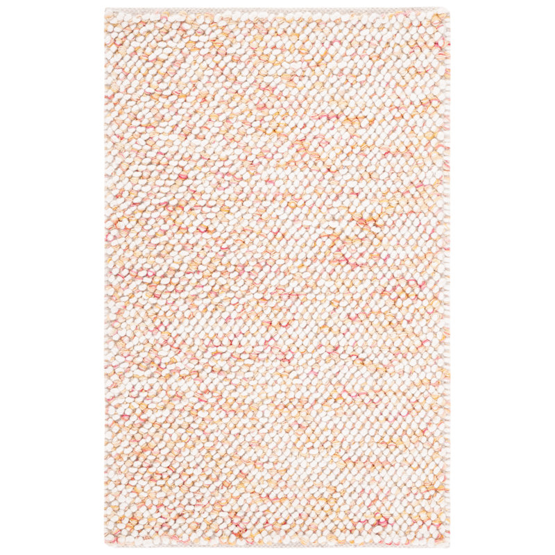 Almus 0.31" H Pile Wool and Cotton Geometric Hand-Loomed Area Rug, Rectangle 3' x 5'