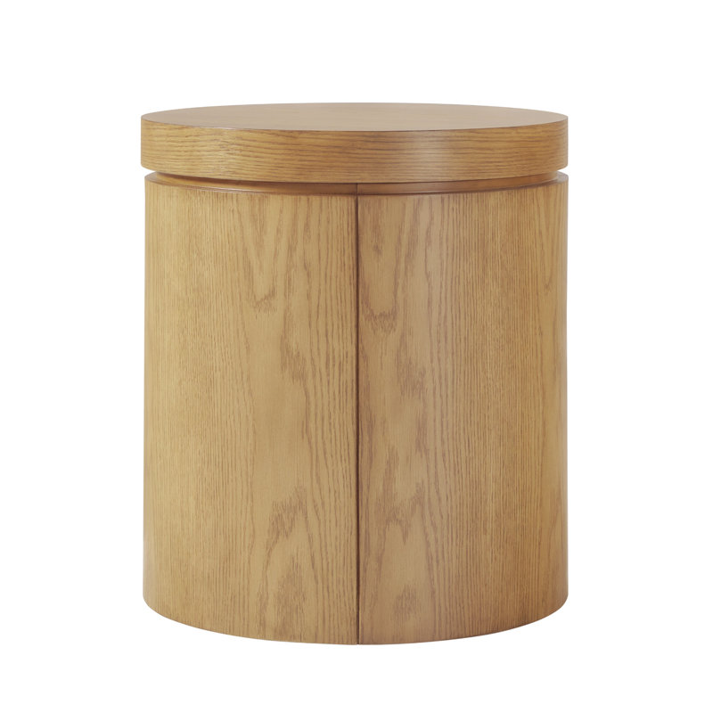 Table d'appoint ronde en bois de chêne massif 18 po Aaric, Chêne blanc