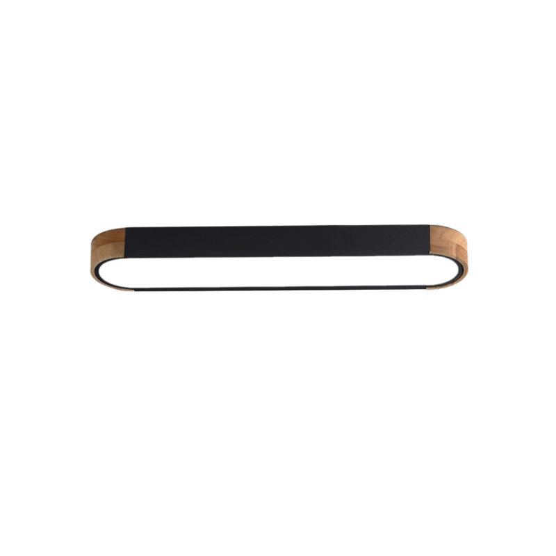 Nouria 37.4" W 1-Light LED Flush Mount, Black/Natural, 6000K