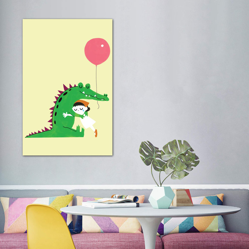 «Crocodile Hug» par Big Nose Work - impression d'art graphique, Aucun mat, H 60 po x l 40po x P 1,5 po, Toile tendue