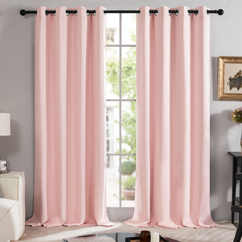 100 Percent Blackout with Liner Grommet Curtain Panel (Set of 4), 52" W x 108" L, Crystal Pink