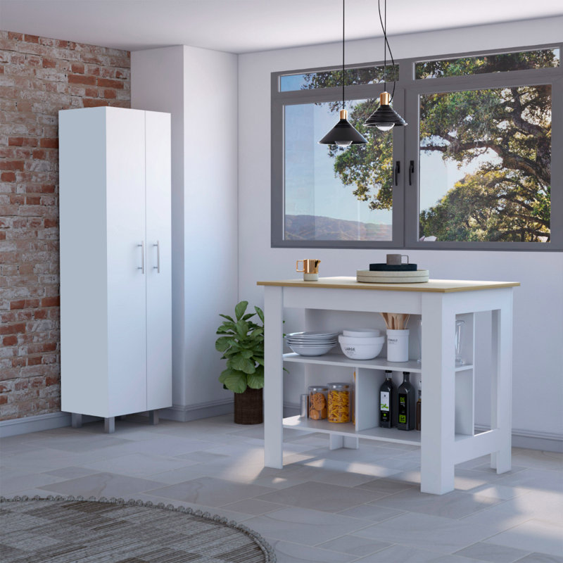 Wood Kitchen Island, Beige