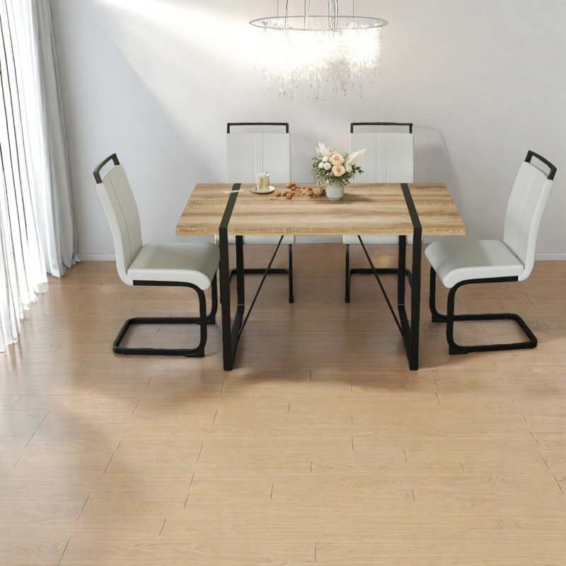 Ensemble de table de salle à manger moderne et rustique, en bois aggloméré et en métal, pour la cuisine et la maison