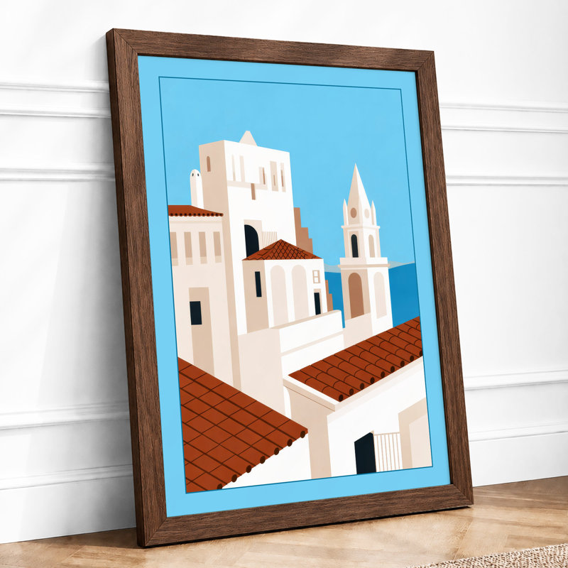 Mediterranean Monastery Minimalist - Print, Walnut, A4 - 29.7 x 21.0 cm