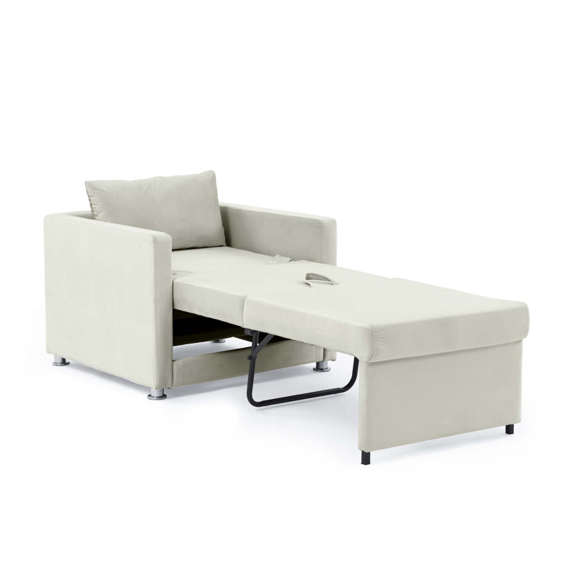 Canapé-lit en velours 31,88 po Clandon, Velours beige