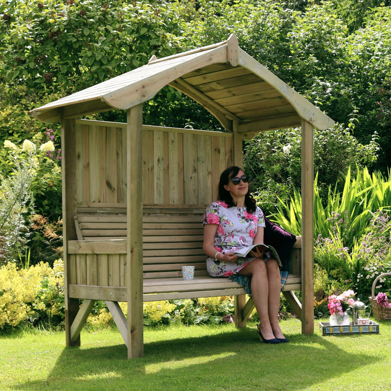 O'Donohue 207cm W x 55cm D Solid Wood Arbour with Bench in Natural
