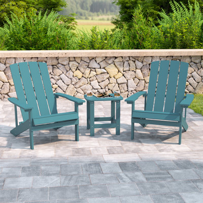 Balasi Indoor/Outdoor Adirondack Style Side Table and 2 Chair Set