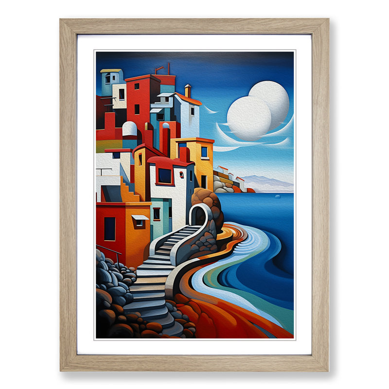 Seascape Constructivism Framed Print, Oak, 64cm H x 46cm W x 2cm D
