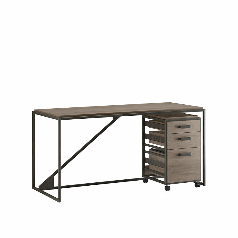 Patankar 2 Piece Computer Desk Office Set, Restored Gray