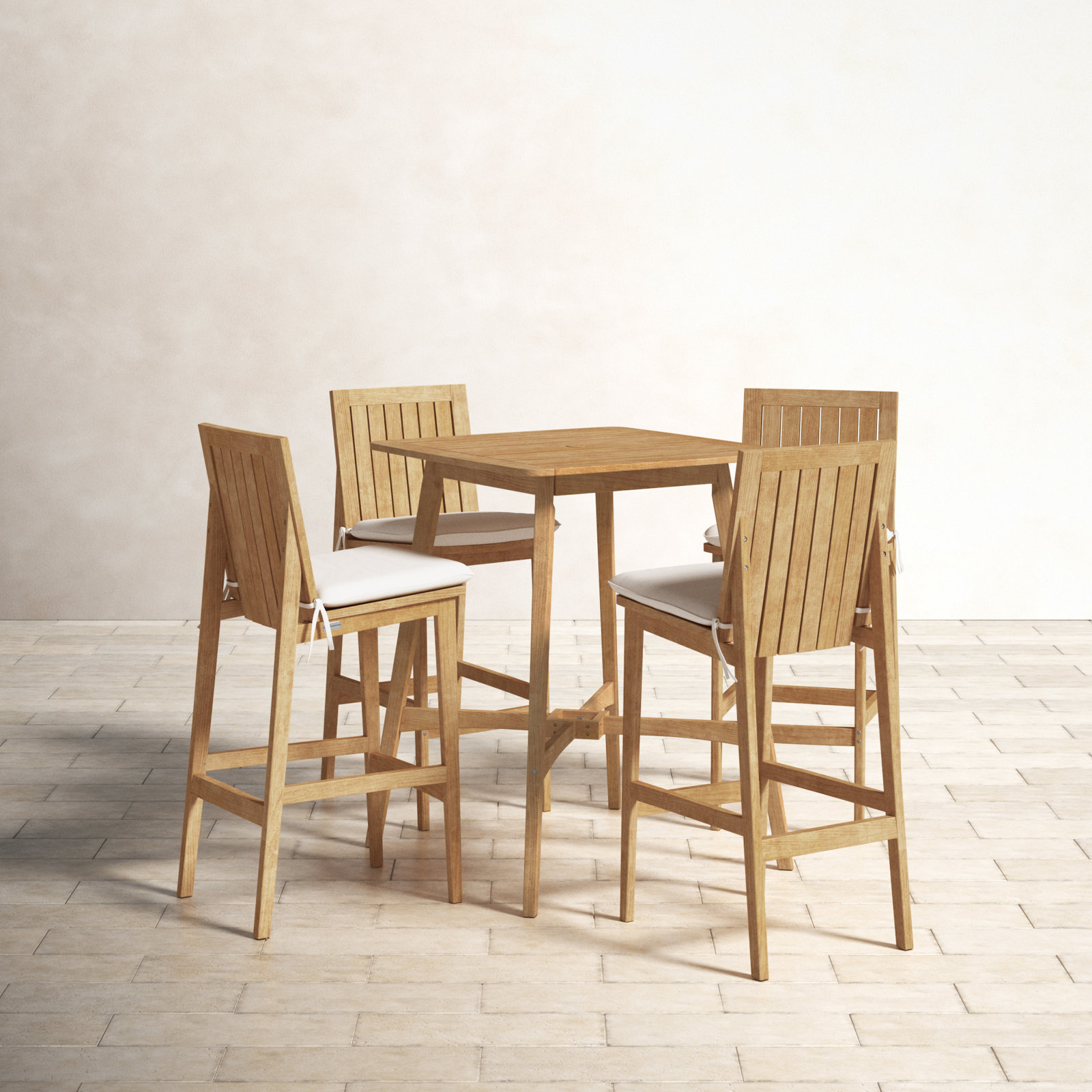 Square 4 - Person Outdoor Dining Set with Cushions, White