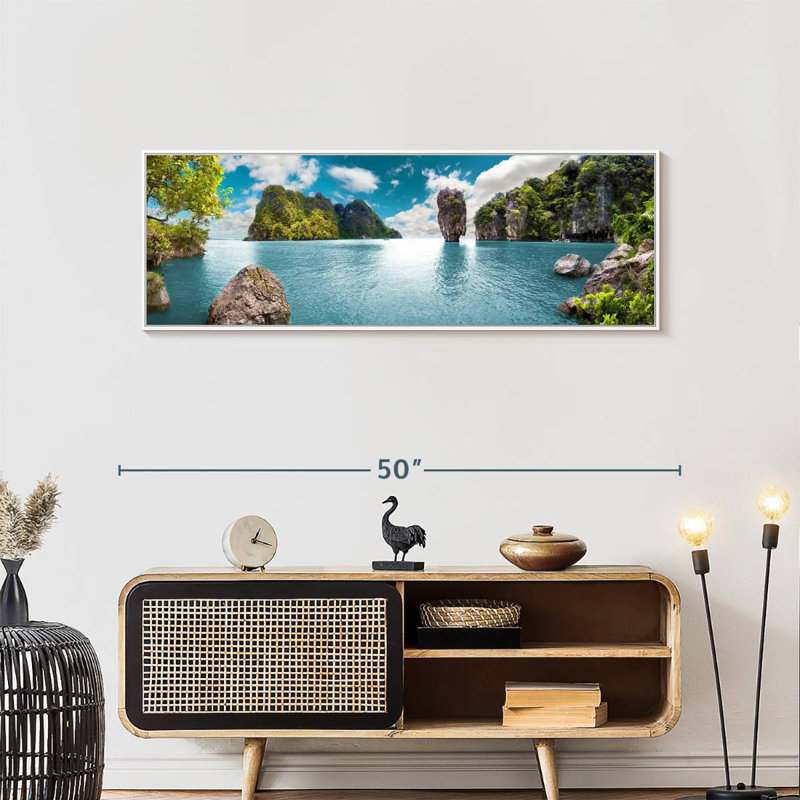 Iconic James Bond Island, 46 po x 16 po, Cadre flottant blanc