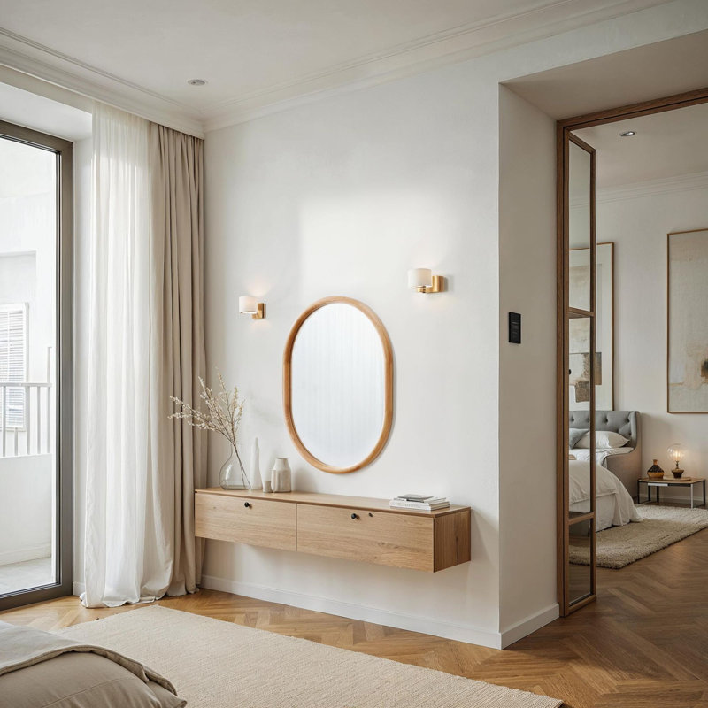 Quebec Solid Oak Oval Wall Mirror