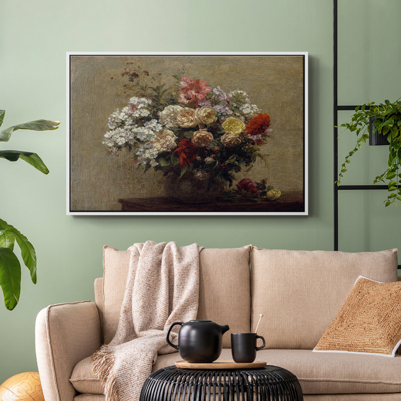 Botanique rétro - CXV III, Toile encadrée flottée blanche, H 27 po x l 41 po x P 2 po