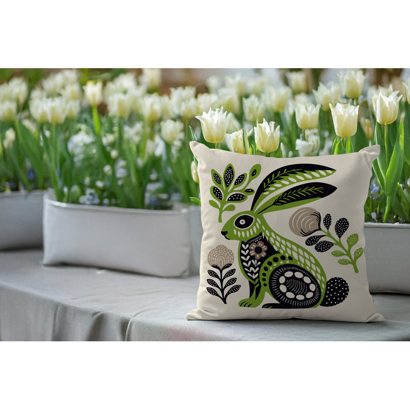 Coussin intérieur / extérieur Timi Rabbit, Chartreuse, Carré 17 po