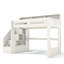 Lit mezzanine double avec escalier de rangement, structure en pin MDF, bureau de jeu moderne-330300701