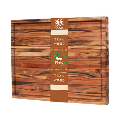 Bloc de boucher en bois de teck New M Way Tekwood Professional Jumbo Professional - planche à découper de 24 po x 18 po Flagship (épaisseur de 1,5 po) - planche massive de 15,8 lb pour la poitrine, le sushi et la cuisine commerciale