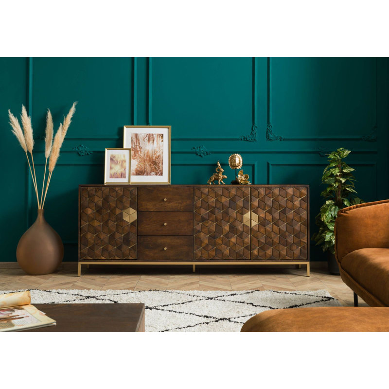 DIAMOND 194cm Solid Wood Sideboard, Brown