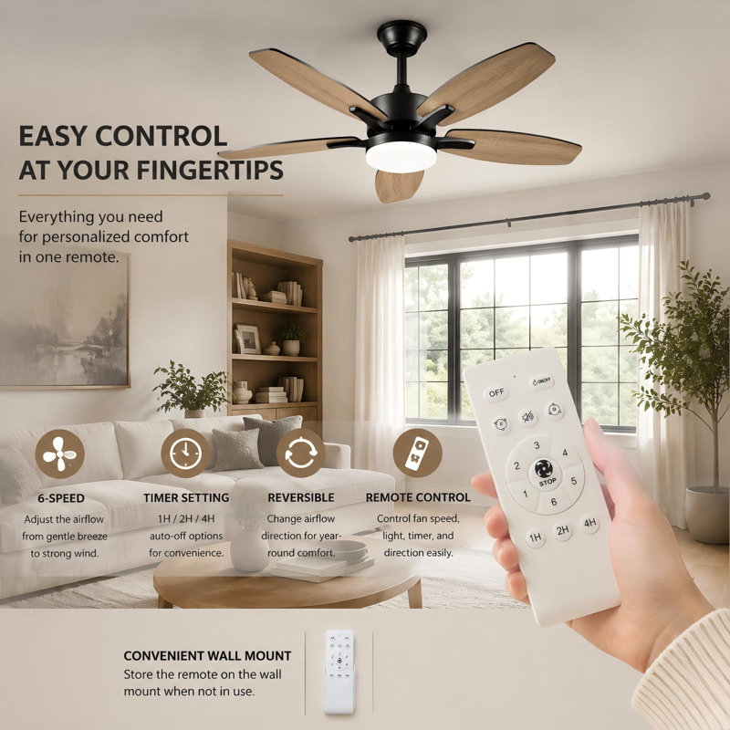 42“ Modern Farmhouse 5 Blades Ceiling Fan 