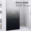 34 po L 72 po H Porte de douche fixe avec verre trempé noir de 1/4 po d'épaisseur noir mat | Barre de support en aluminium. | Poignée en acier inoxydable