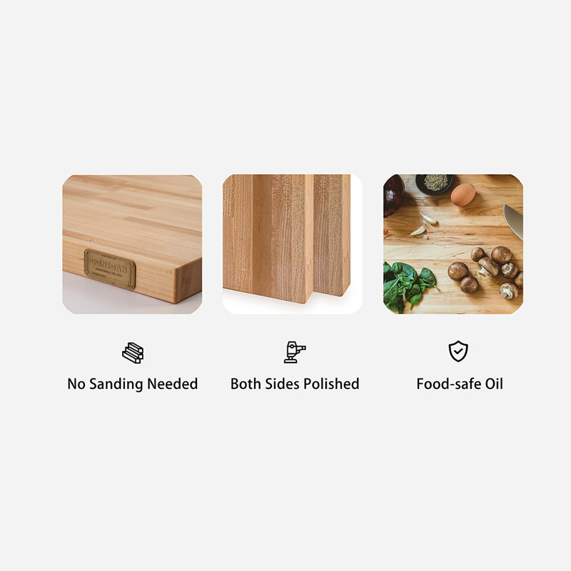 Maplewood Elegance 60"L x 25"W Butcher Block Countertop, Food-Safe Polished