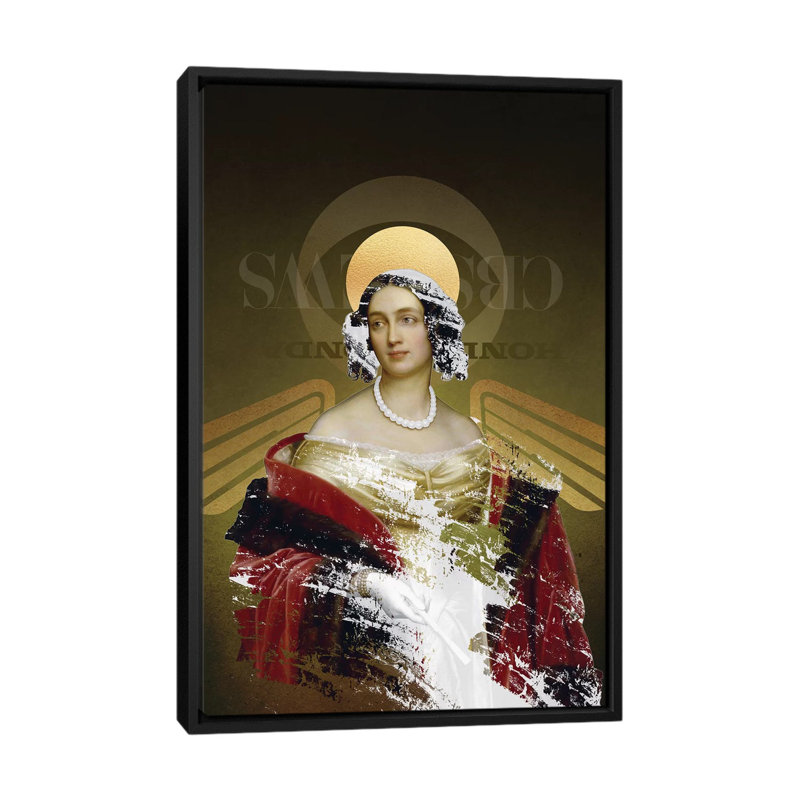 «Comment créer une divinité», impression sur toile, H 26 po x l 18 po x P 1,5 po, Toile encadrée noire, Pas de tapis