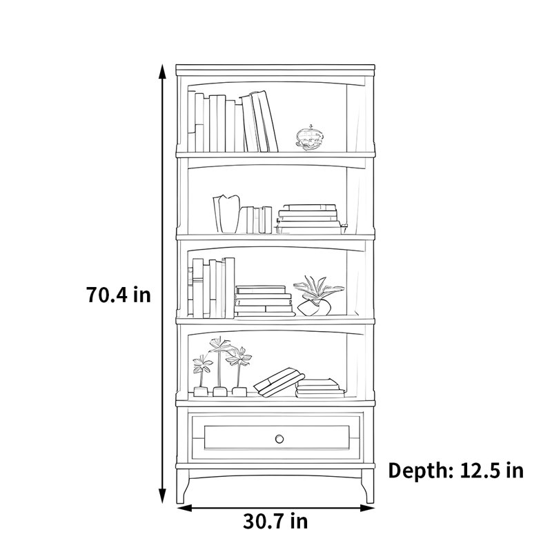 Une belle et exquise bibliothèque pour la maison, (4 tablettes) H 70,4 po x l 30,7 po x P 12,5 po