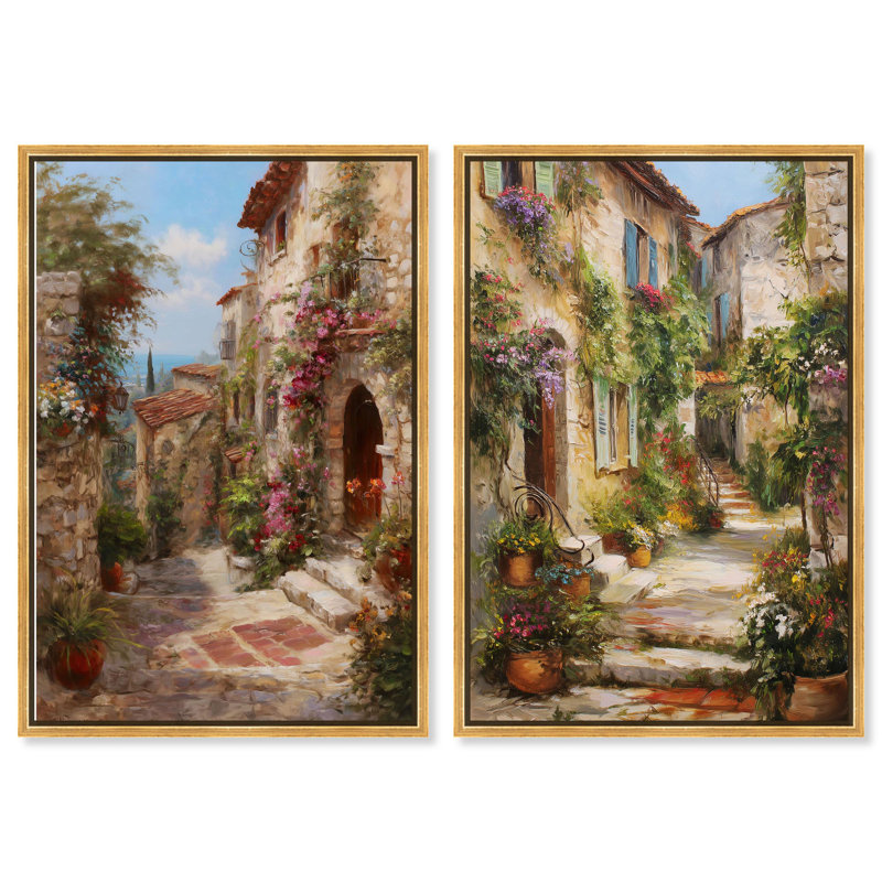 Ensemble de charme méditerranéen, impression sur toile , H 30 po x l 20 po, Toile tendue