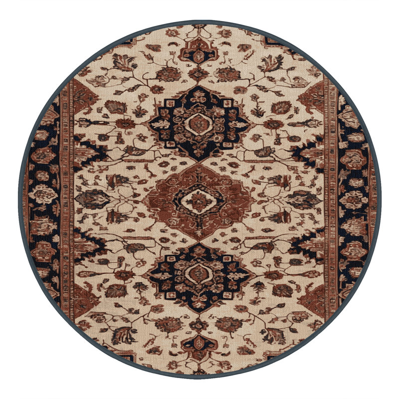 Tapis brun lavable à la machine, Rond 3 pi