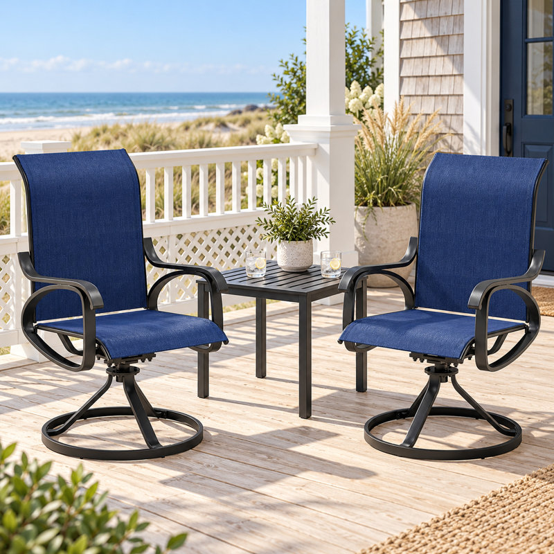 Ensemble de 2 chaises d'extérieur pivotantes à bascule pour patio - bleu, Bleu