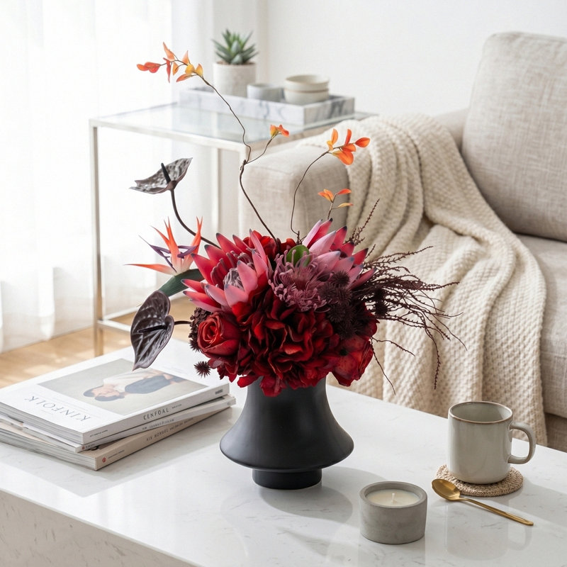 Arrangement organique moderne dans un pot