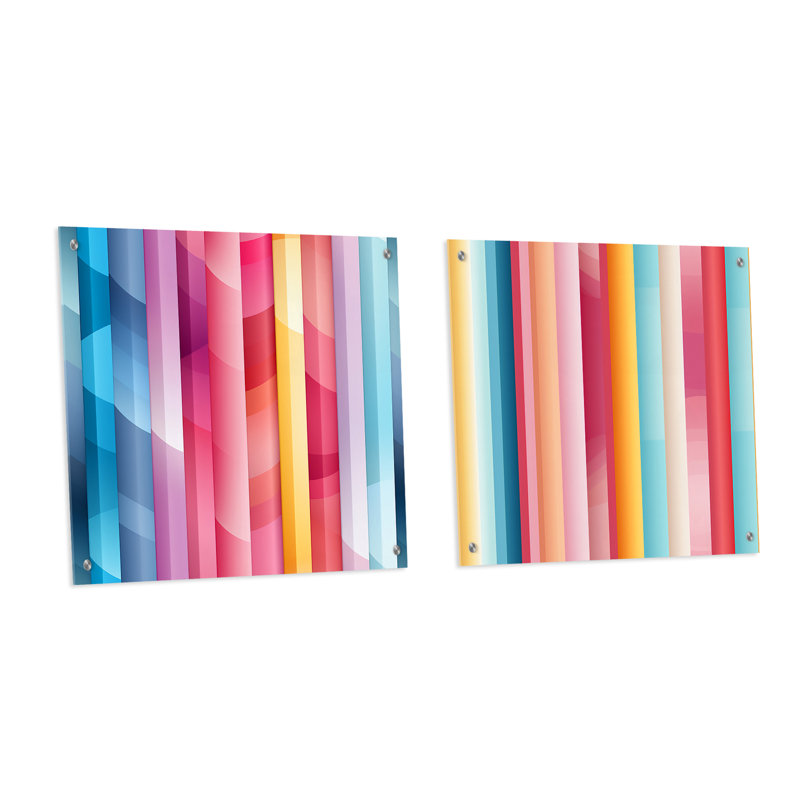 Colligan - Ensemble de 2 peintures murales abstraites en acrylique, H 16 po x l 33 po