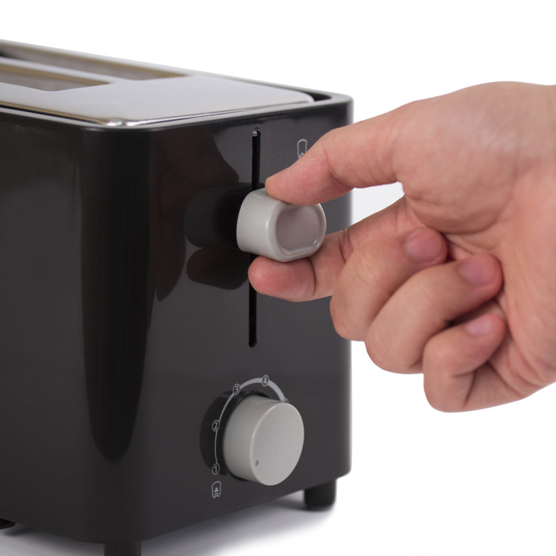 Compact Black Stainless Steel 2-Slice Toaster with Wide Slots