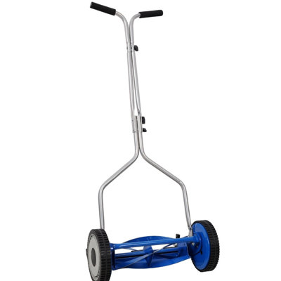 16 Inch Push Reel Lawn Mower - 5 Heat-Treated Steel Blades, Adjustable Cutting Height, Manual Eco Mower for Home Yards