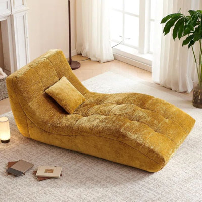 Chaise longue, canapé inclinable rembourré moderne, avec dossier incurvé