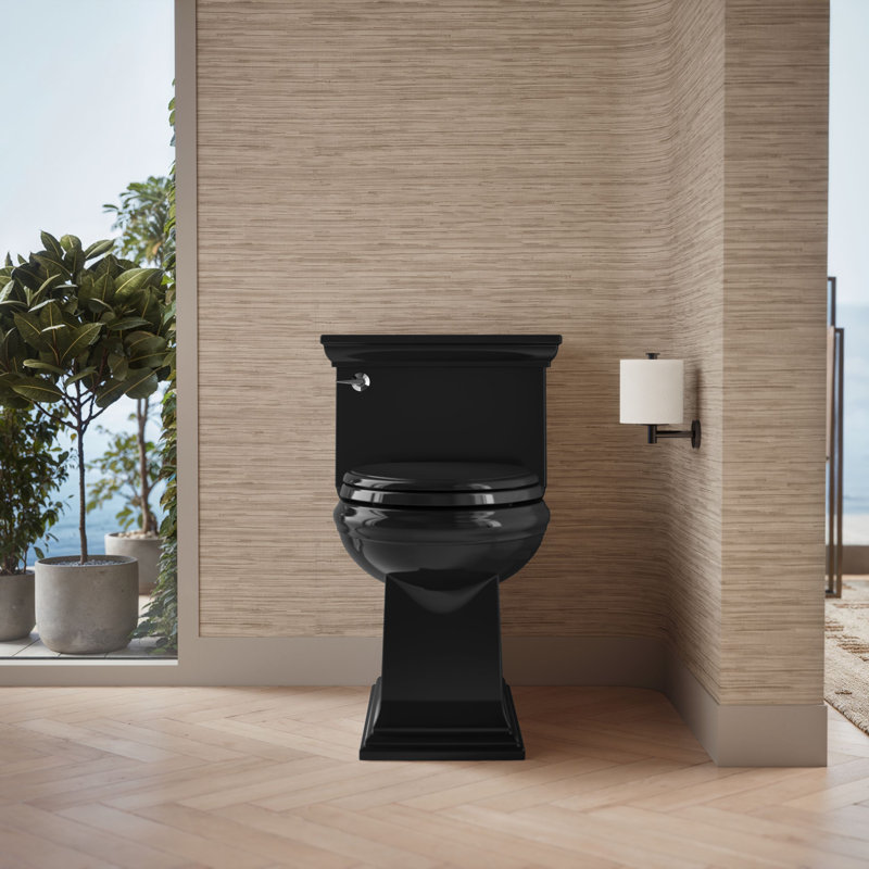 Memoirs Stately Comfort Height 1.28 gpf One-piece Compact Elongated Toilet, Black Black