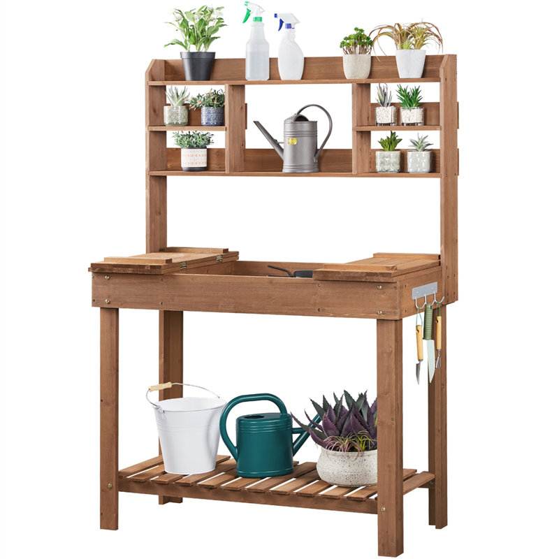 Kubilay Fir Potting Bench with Display Rack