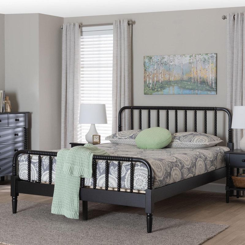 Baxton Studio Braith Farmhouse Spindle Wood Platform Bed, Black, Queen