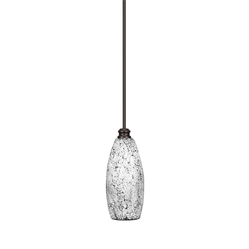Mini-luminaire suspendu à tige avec verre fusion noir 5,5 po Edge, Espresso