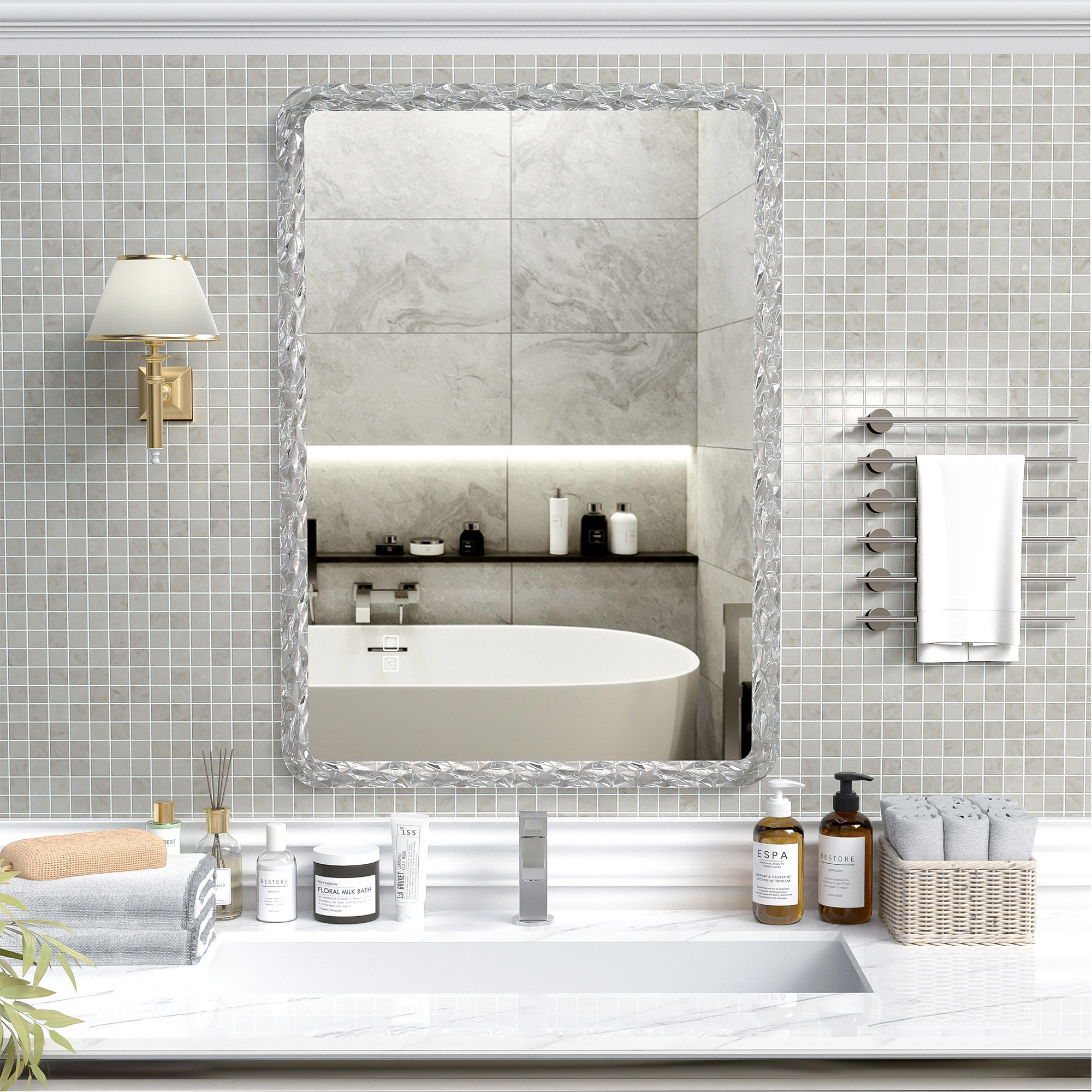 Mercer41 Luxurious Bathroom Mirror With Advanced Functions For Stylish ...