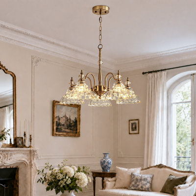 Lustre en verre 5 têtes