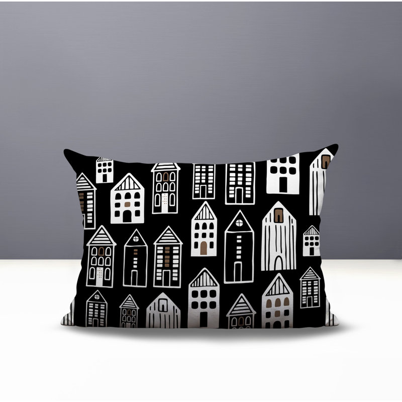 Oreiller rectangulaire réversible intérieur / extérieur Kito, Rectangle H 14 po x l 20 po, Noir