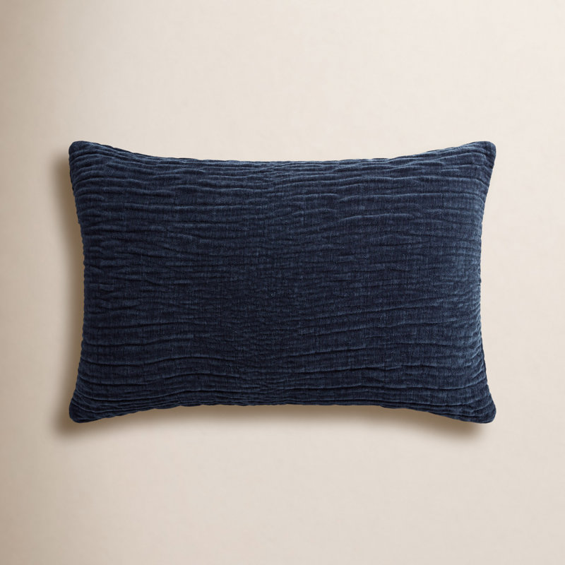 Housse de coussin rectangulaire Edan, H 16 po x l 26 po, Duvet, Bleu marine