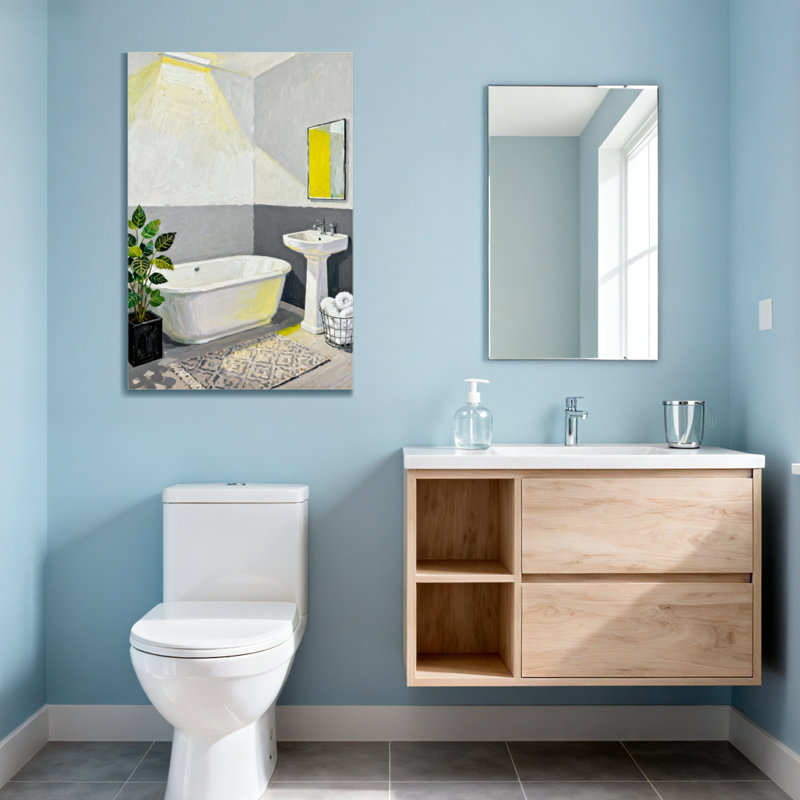 Salle de bain moderne avec baignoire et plante Bath & Laundry, H 24 po x l 16 po