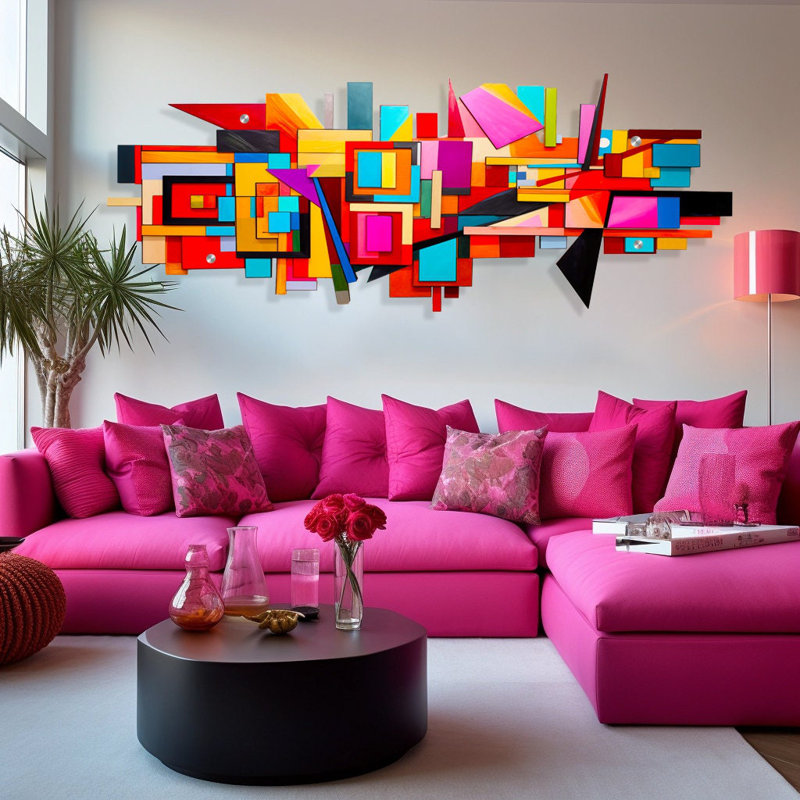 Printed Acrylic Artworks Colorful Polygon Wall Art – Modern Geometric Plexiglass Wall Decor by uniQstiQ